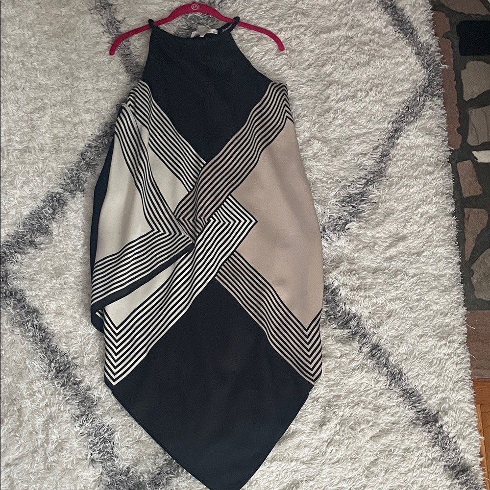 RACHEL Rachel Roy Black and Cream Asymmetrical Dress